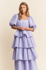 Lavender Tiered Ruffle Maxi Dress