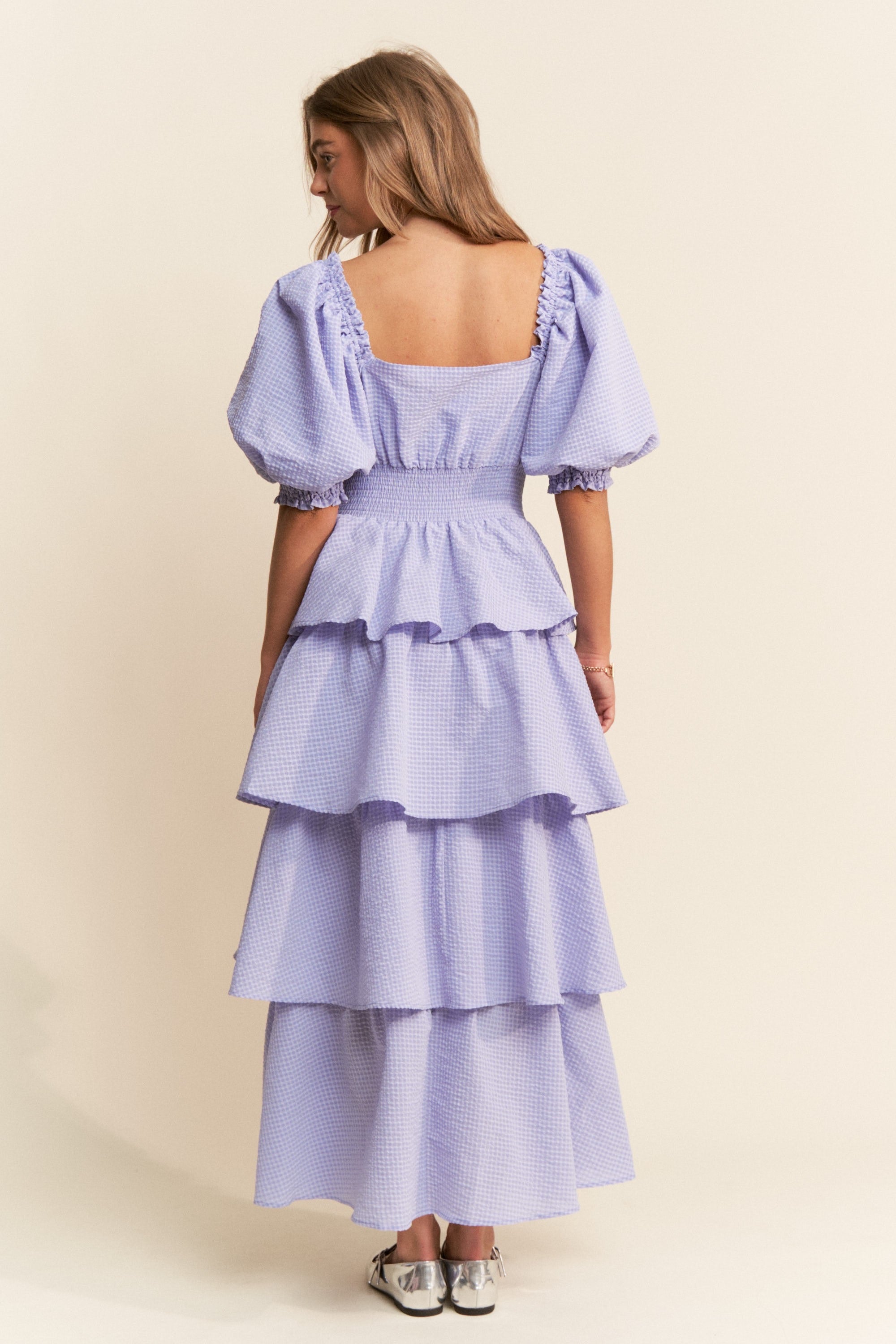 Lavender Tiered Ruffle Maxi Dress