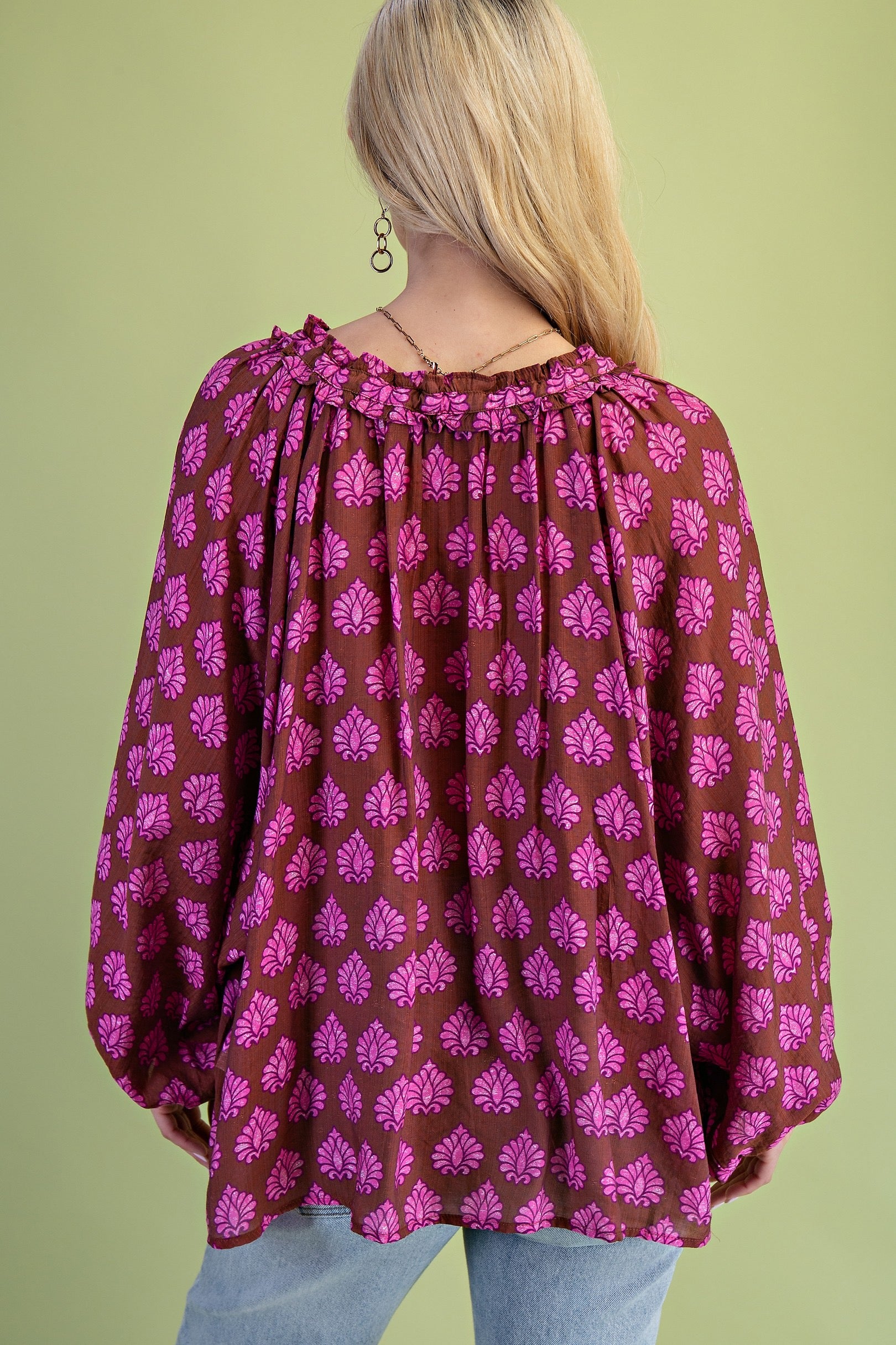 Pink & Brown Printed Blouse