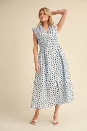 Navy & Blue Polkadot Maxi Dress