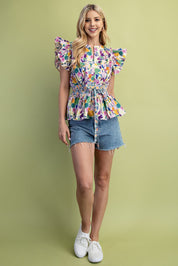 Lilac Floral Print Top