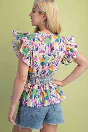 Lilac Floral Print Top