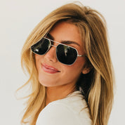 Silver Square Aviator Sunglasses