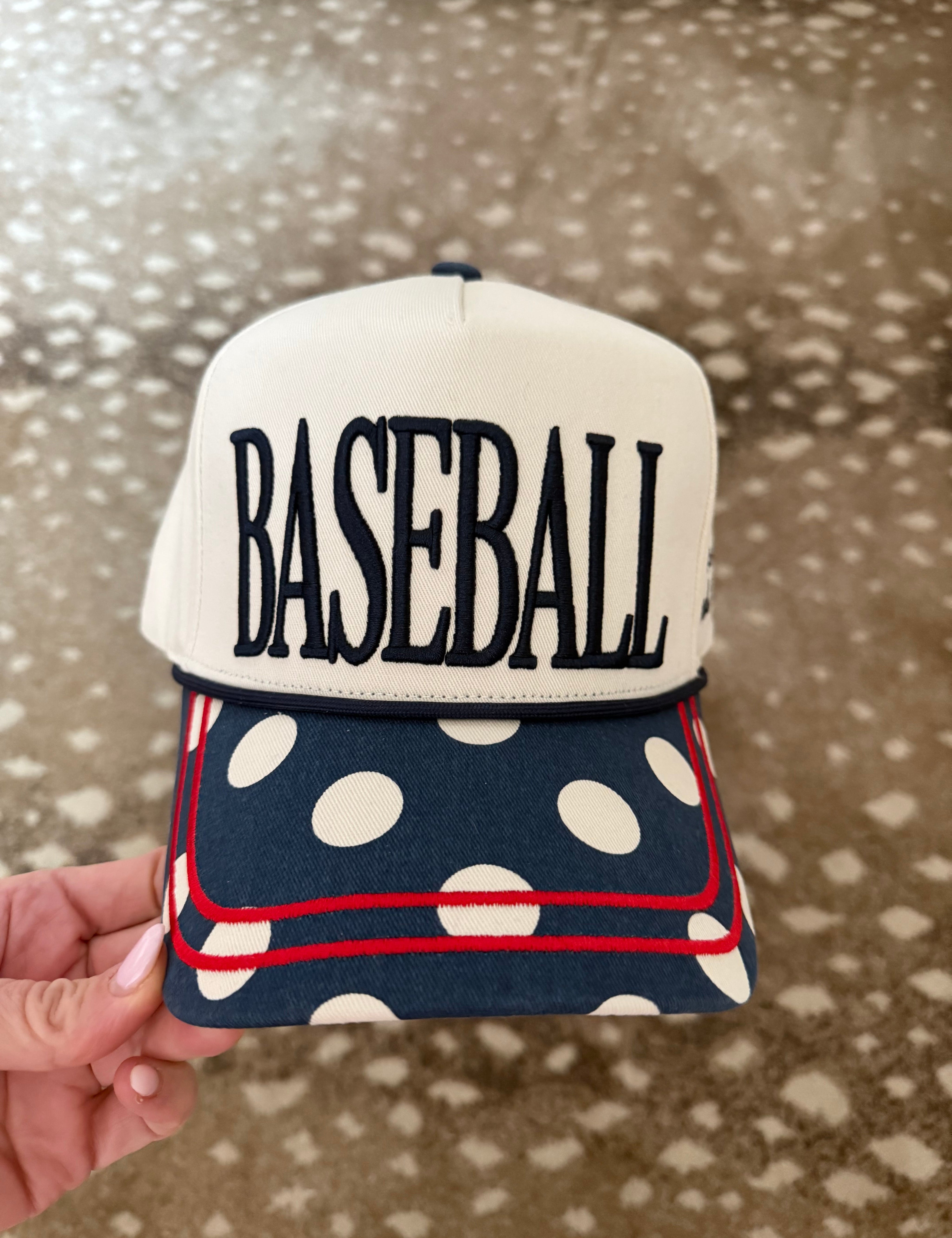 Cream Polka Dot Baseball Trucker Hat