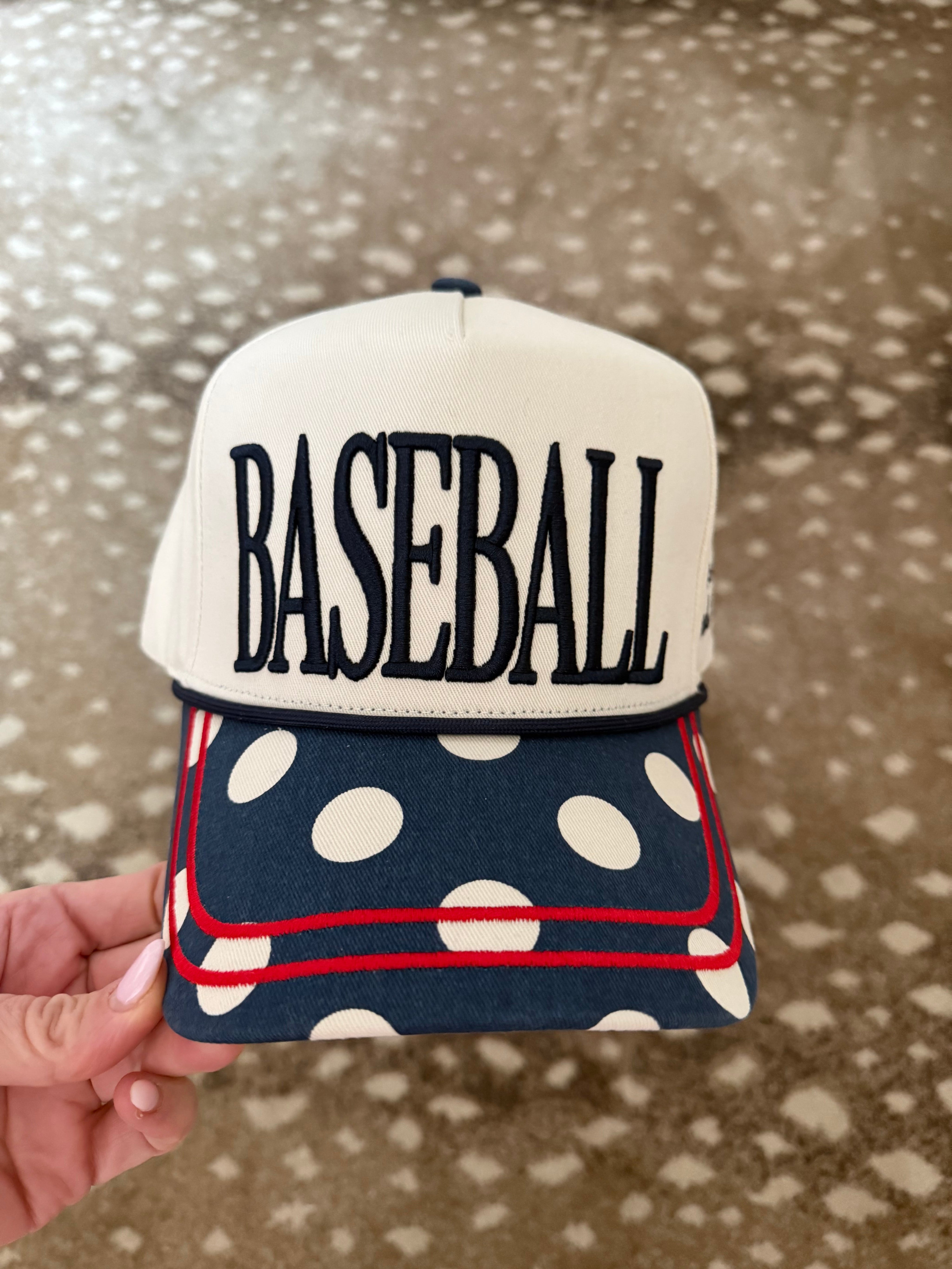 Cream Polka Dot Baseball Trucker Hat