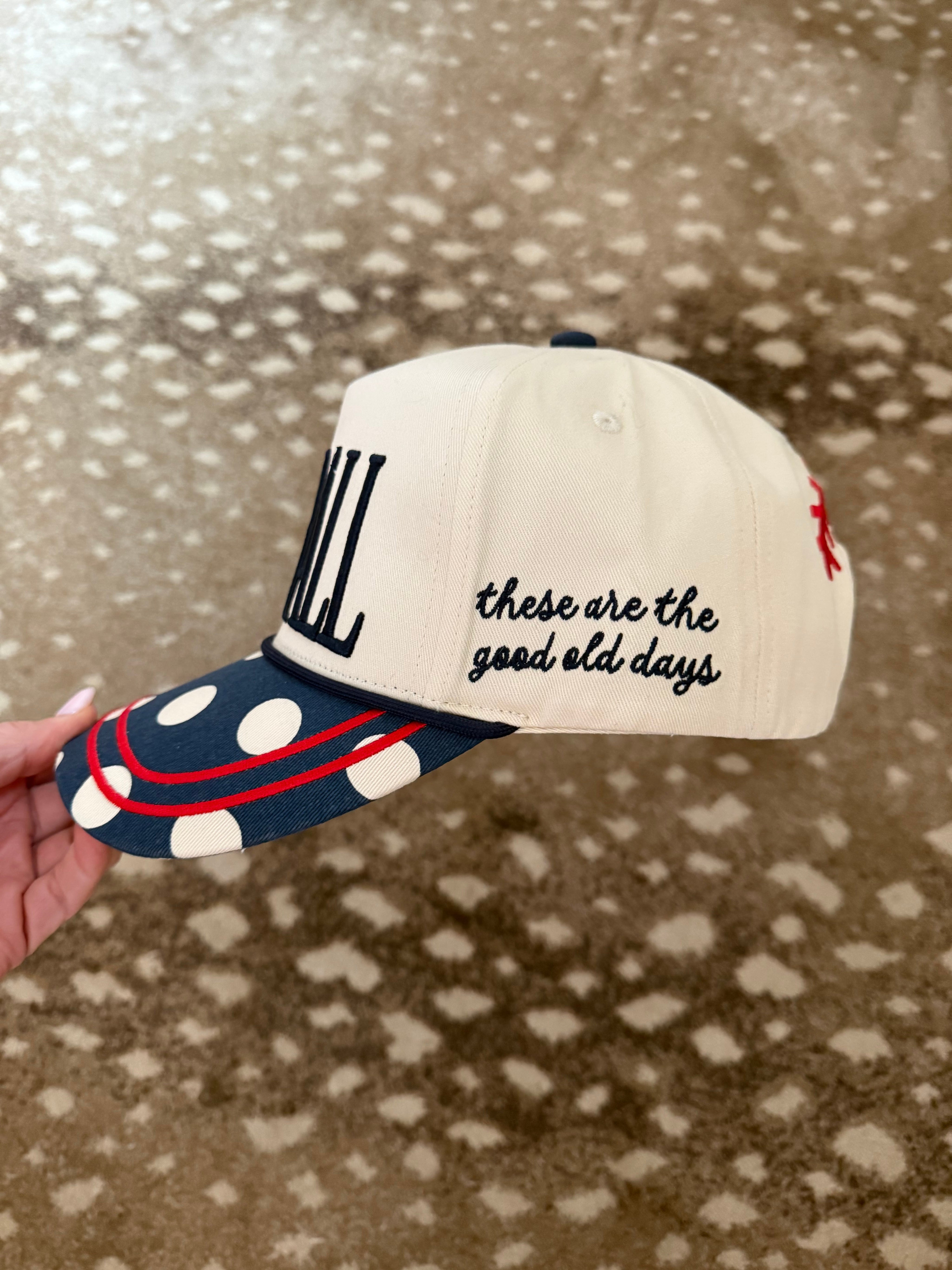 Cream Polka Dot Baseball Trucker Hat
