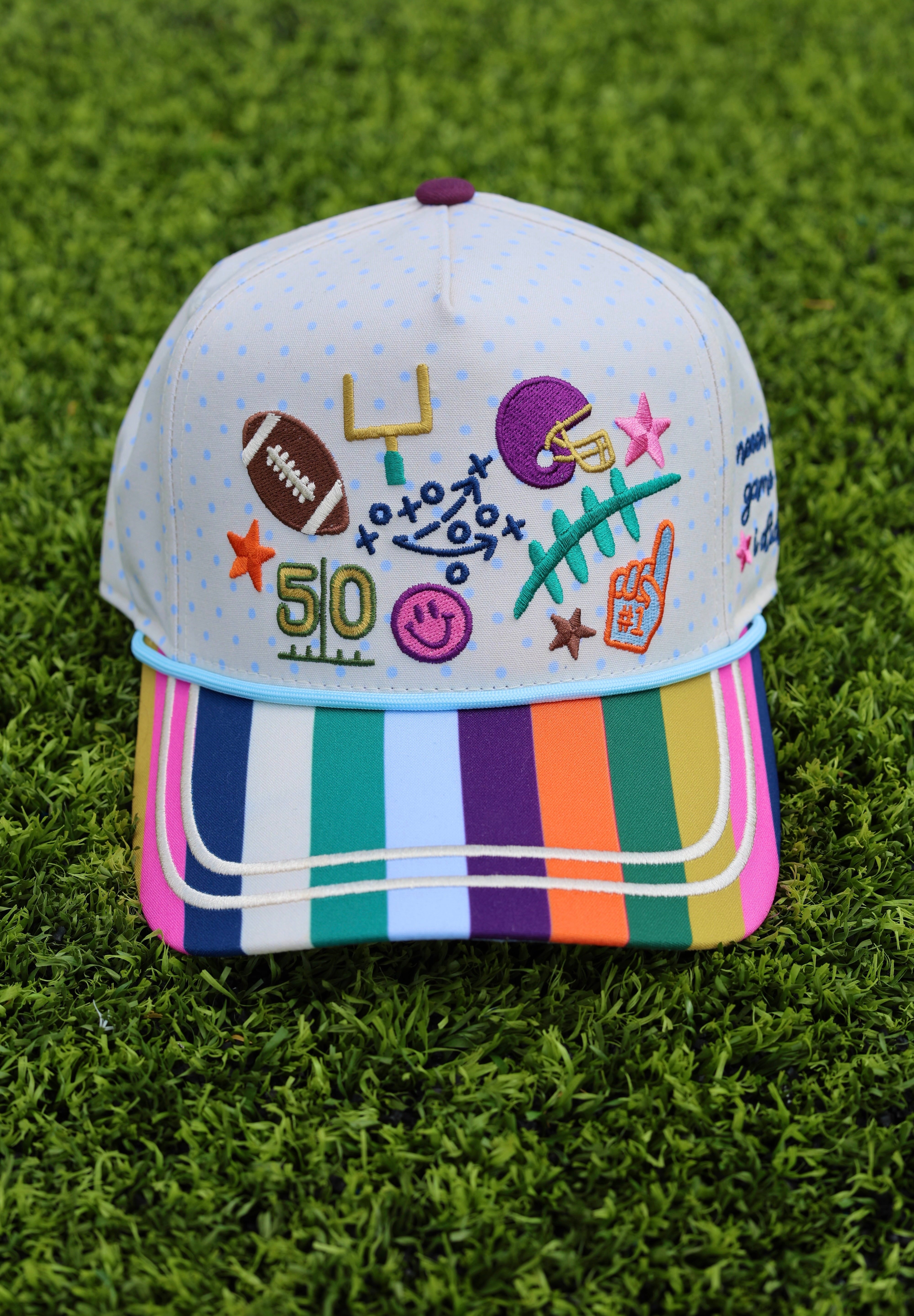 White Game Day Doodles Football Trucker Hat