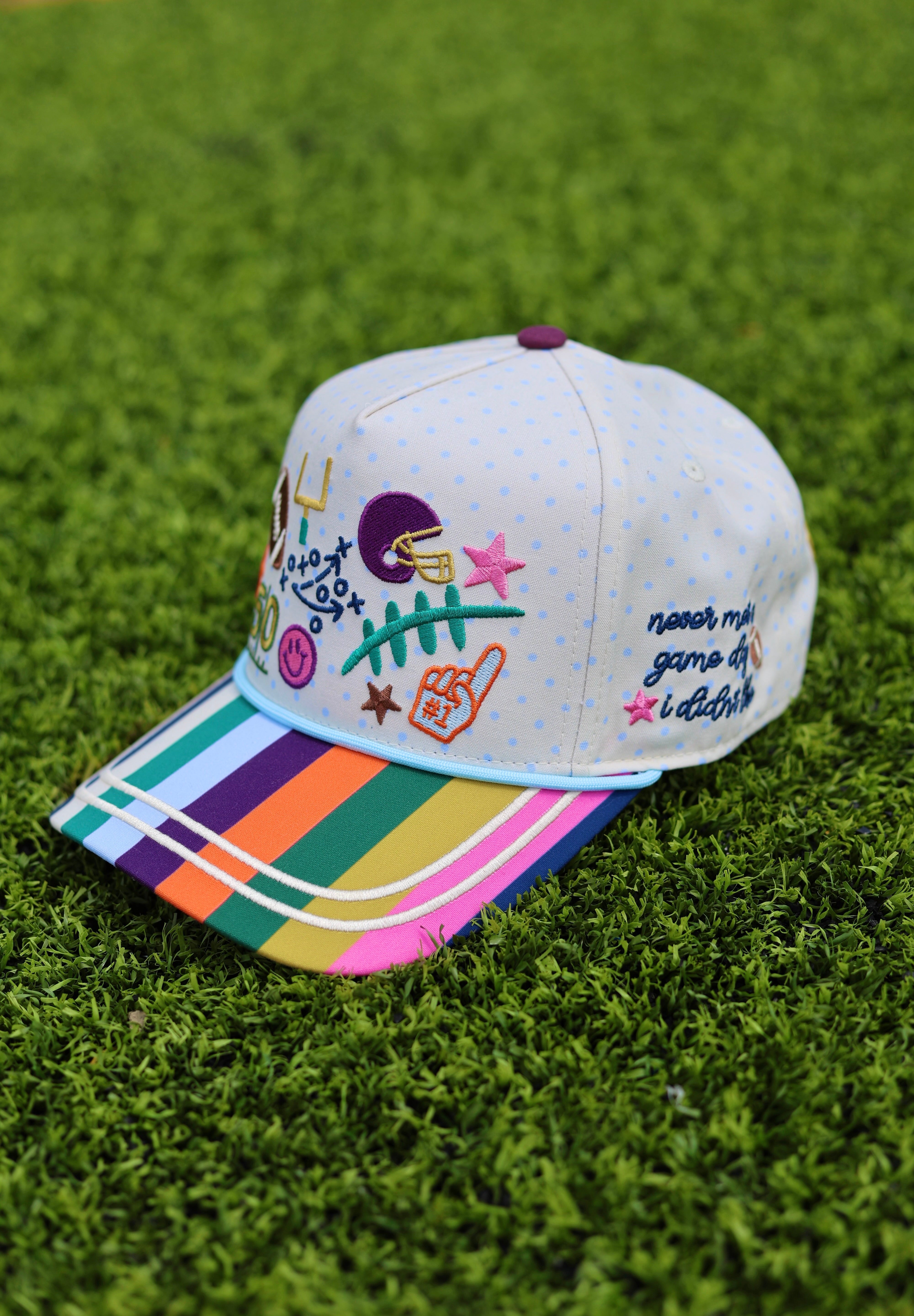 White Game Day Doodles Football Trucker Hat