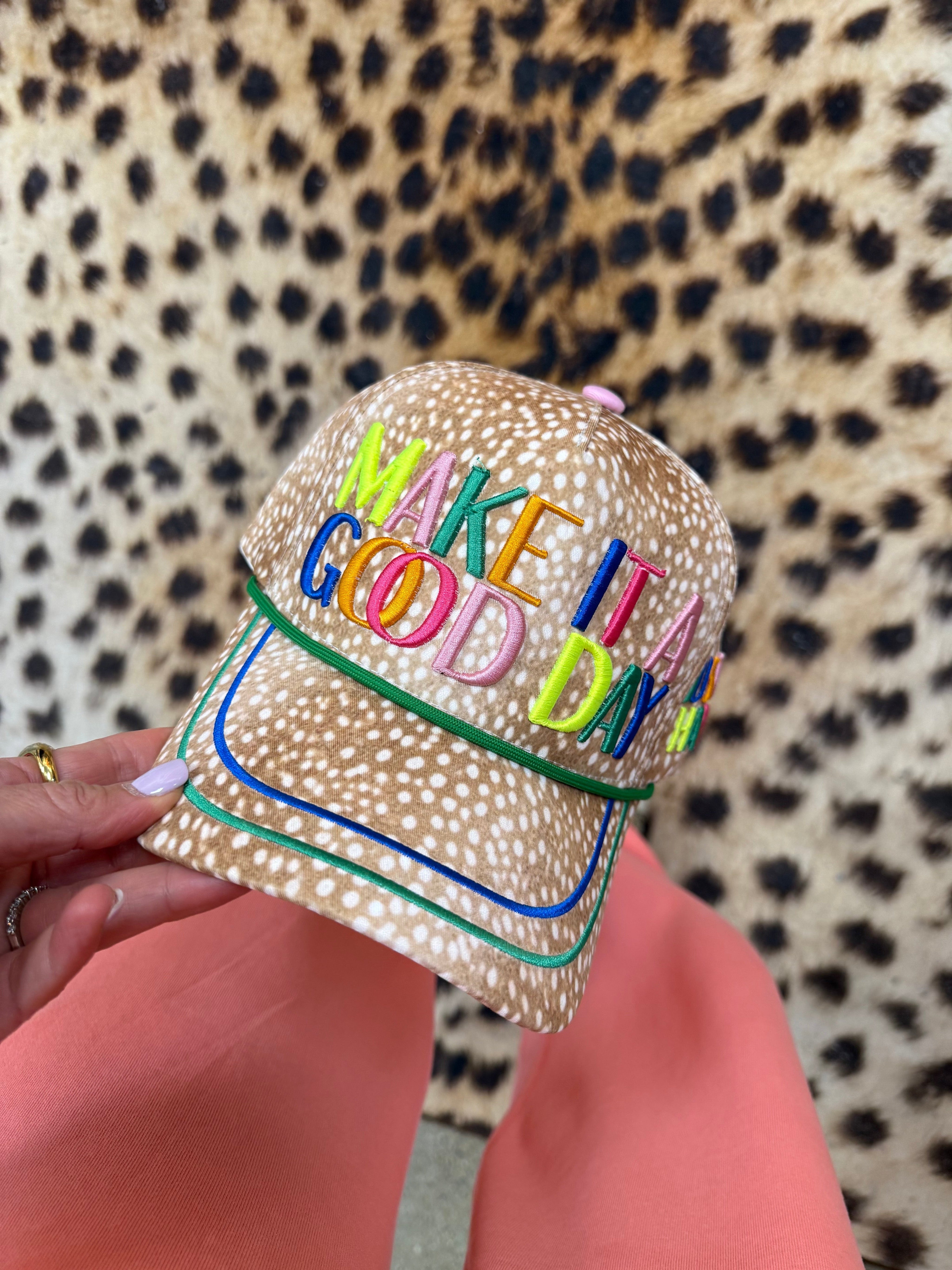 Brown Make It A Good Day Fawn Trucker Hat