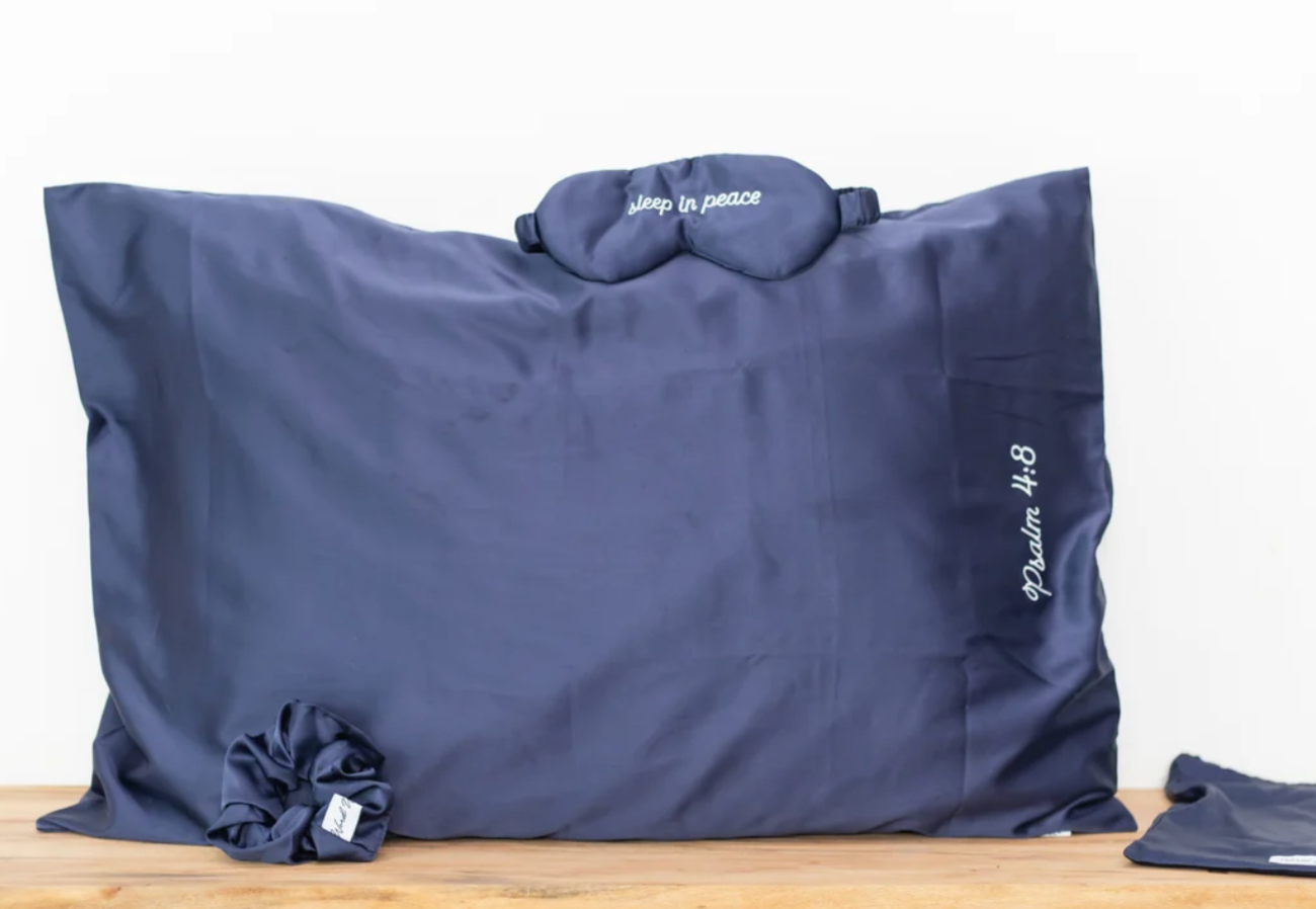 Navy Embroidered Sleep Gift Set at Ninety Nine Boutique