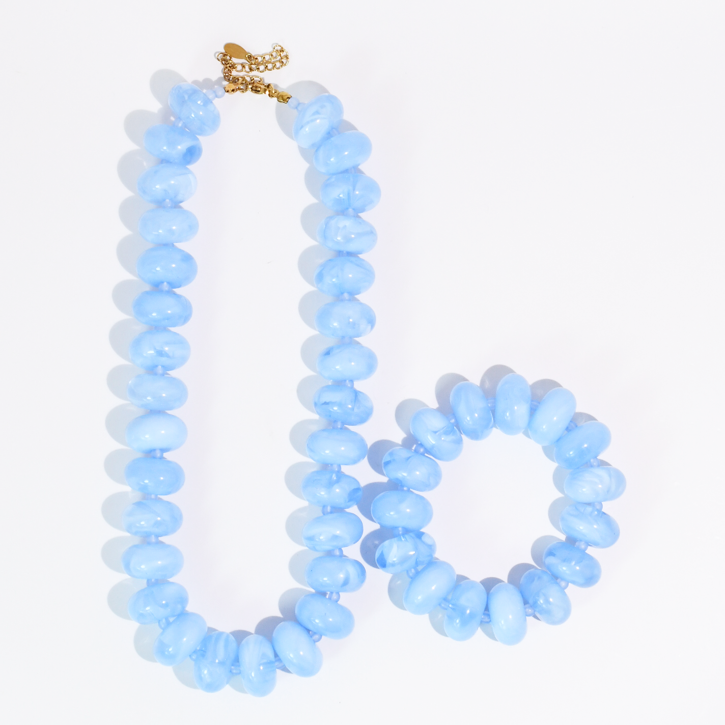 Light Blue Beaded Necklace & Bracelet Set