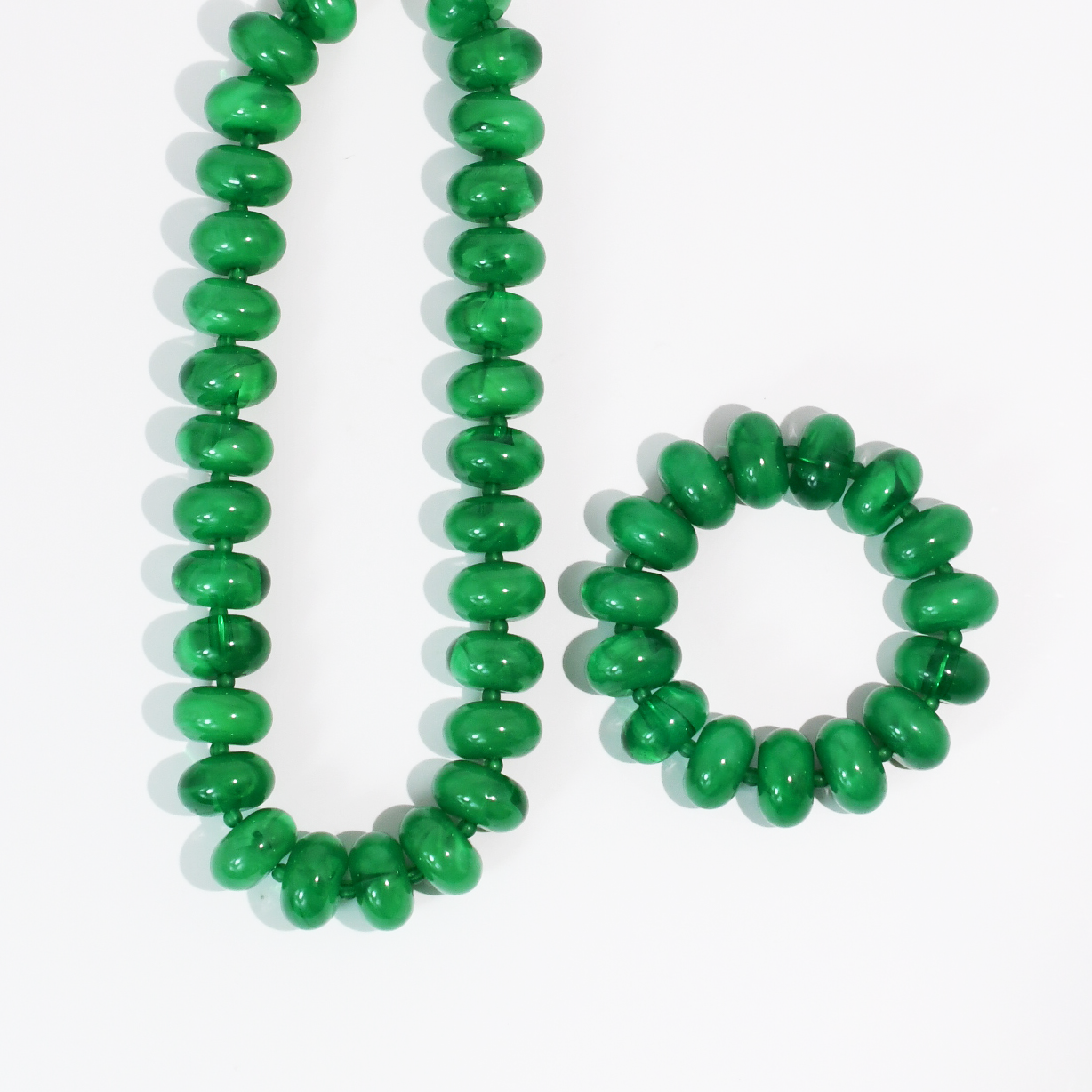 Green Beaded Necklace & Bracelet Set