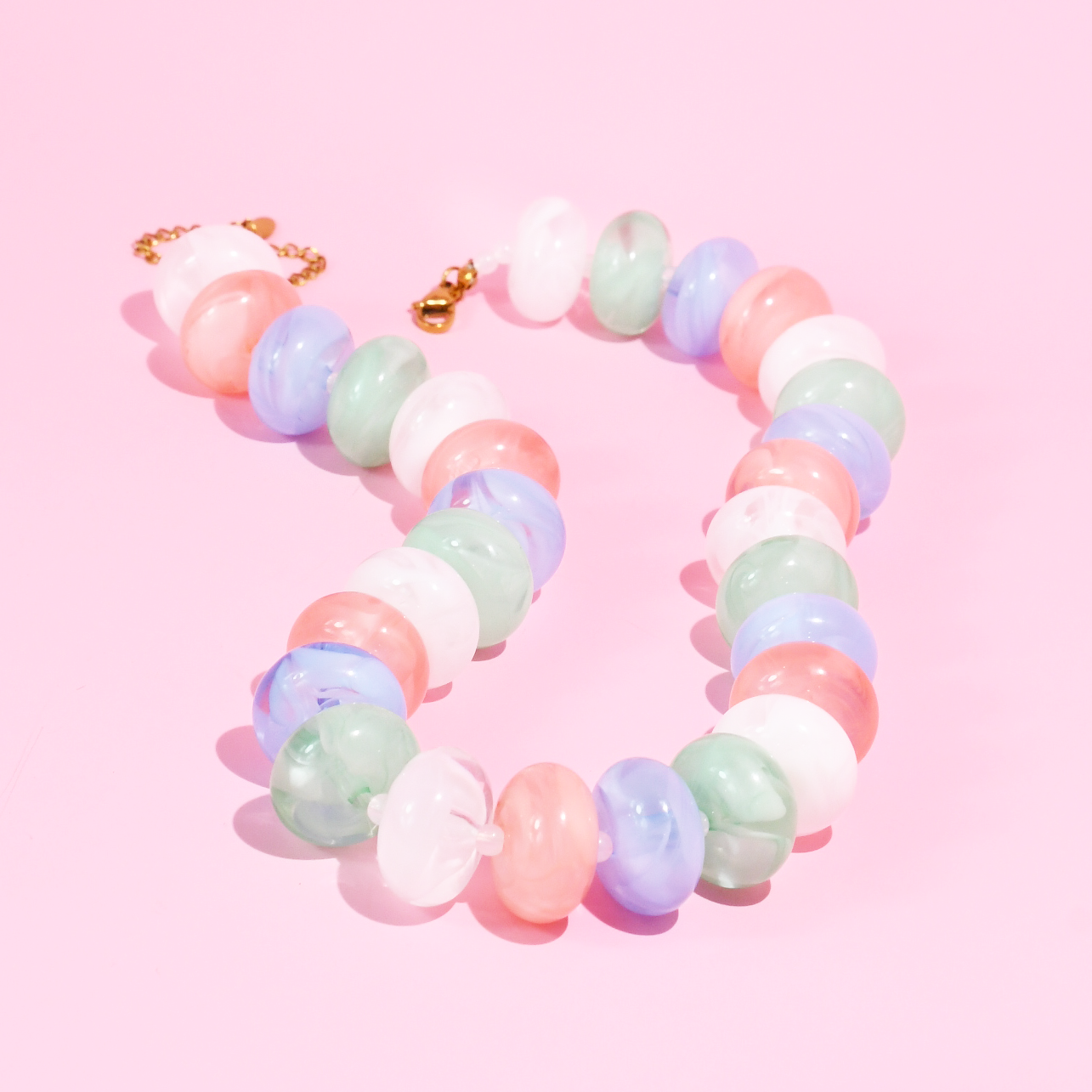 Multi Color Pastel Bead Necklace