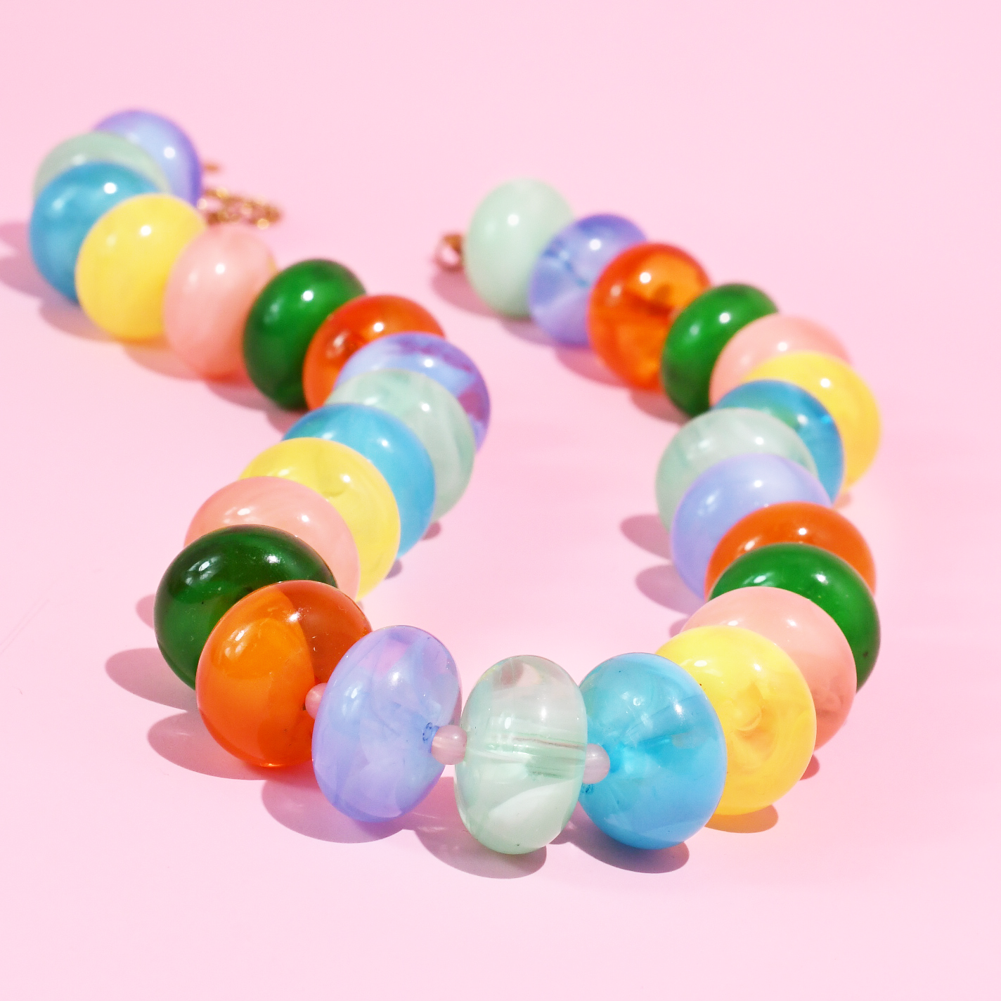 Multi Color Rainbow Bead Necklace
