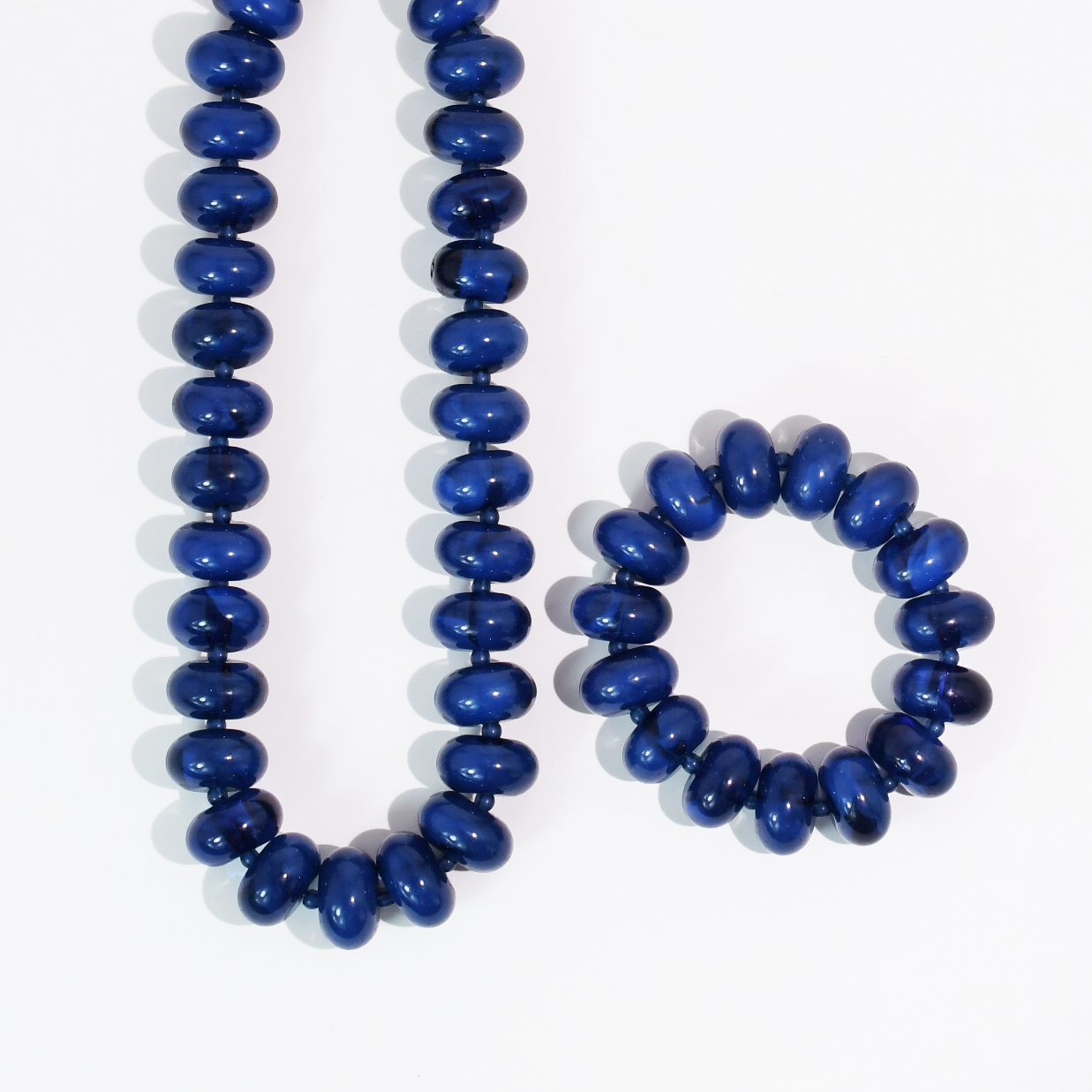 Navy Beaded Necklace & Bracelet Set