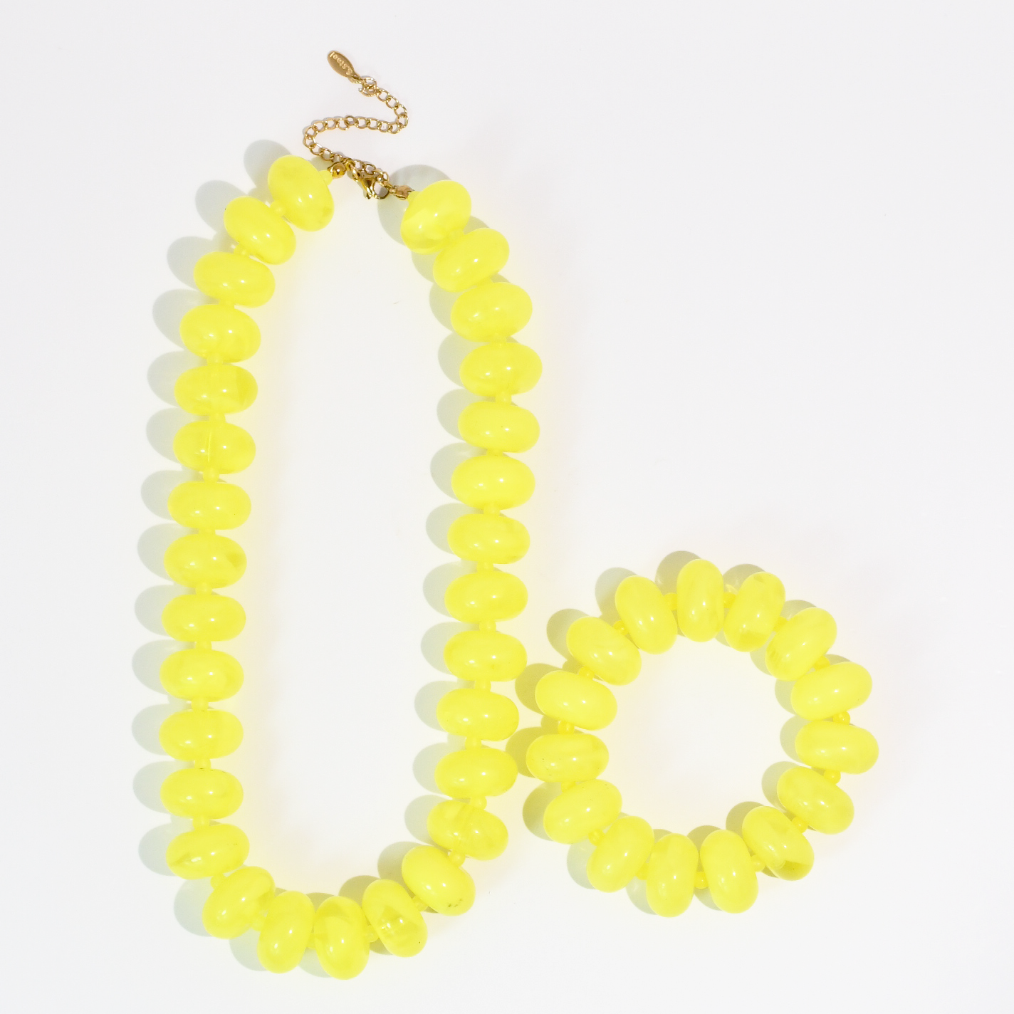 Yellow Beaded Necklace & Bracelet Set