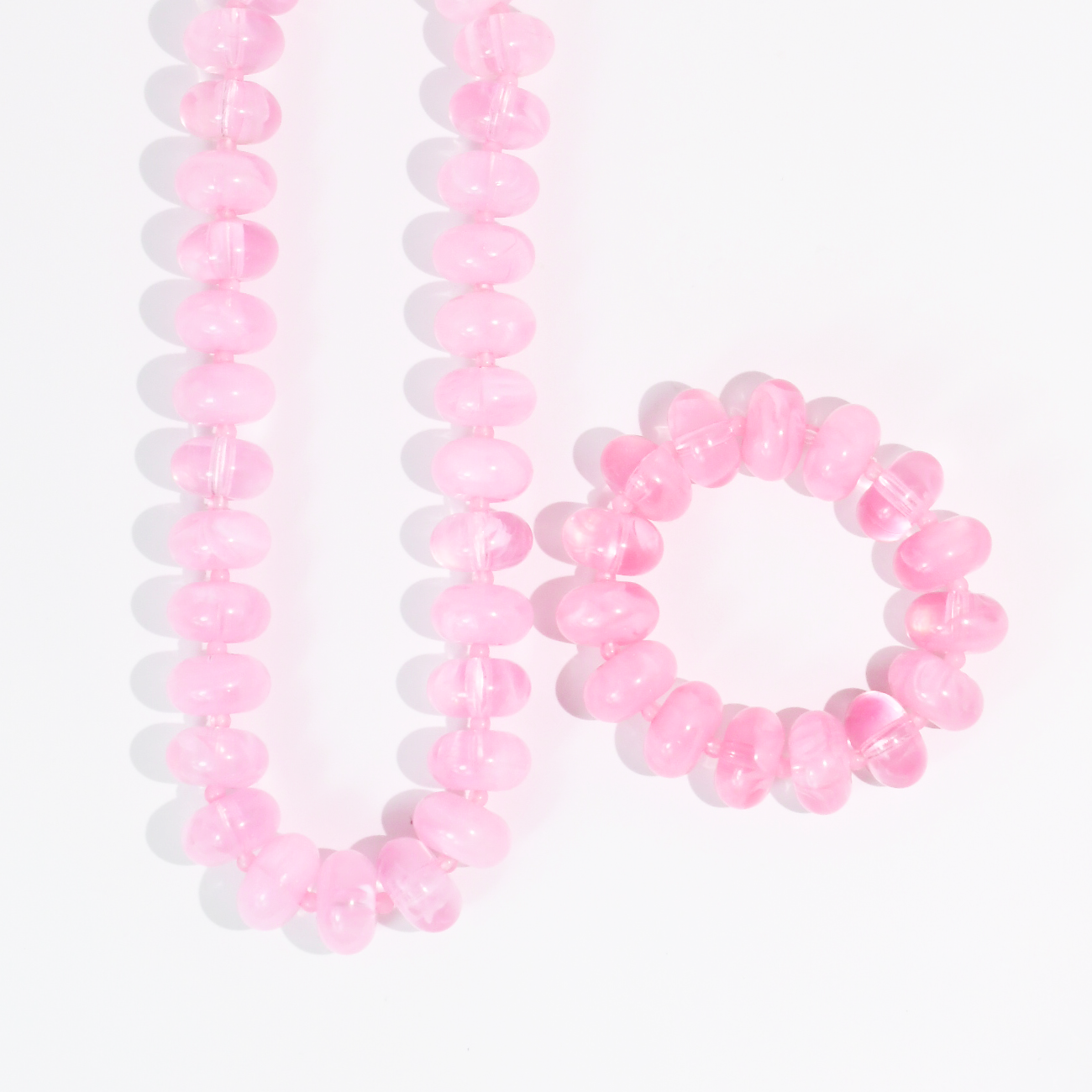Light Pink Beaded Necklace & Bracelet Set