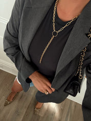Gold Circle & Bar Chain Necklace