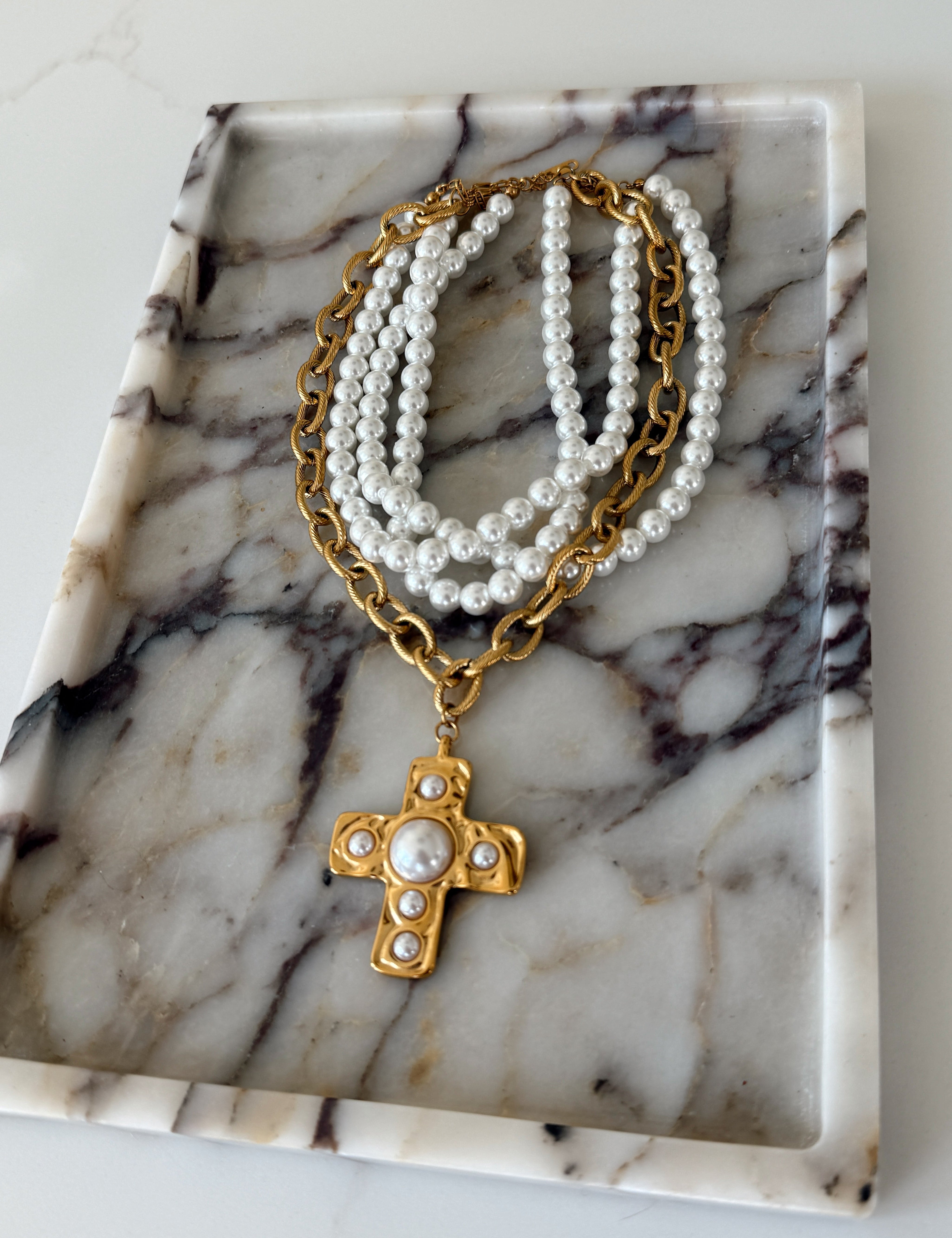 Gold Cross Pendant Necklace