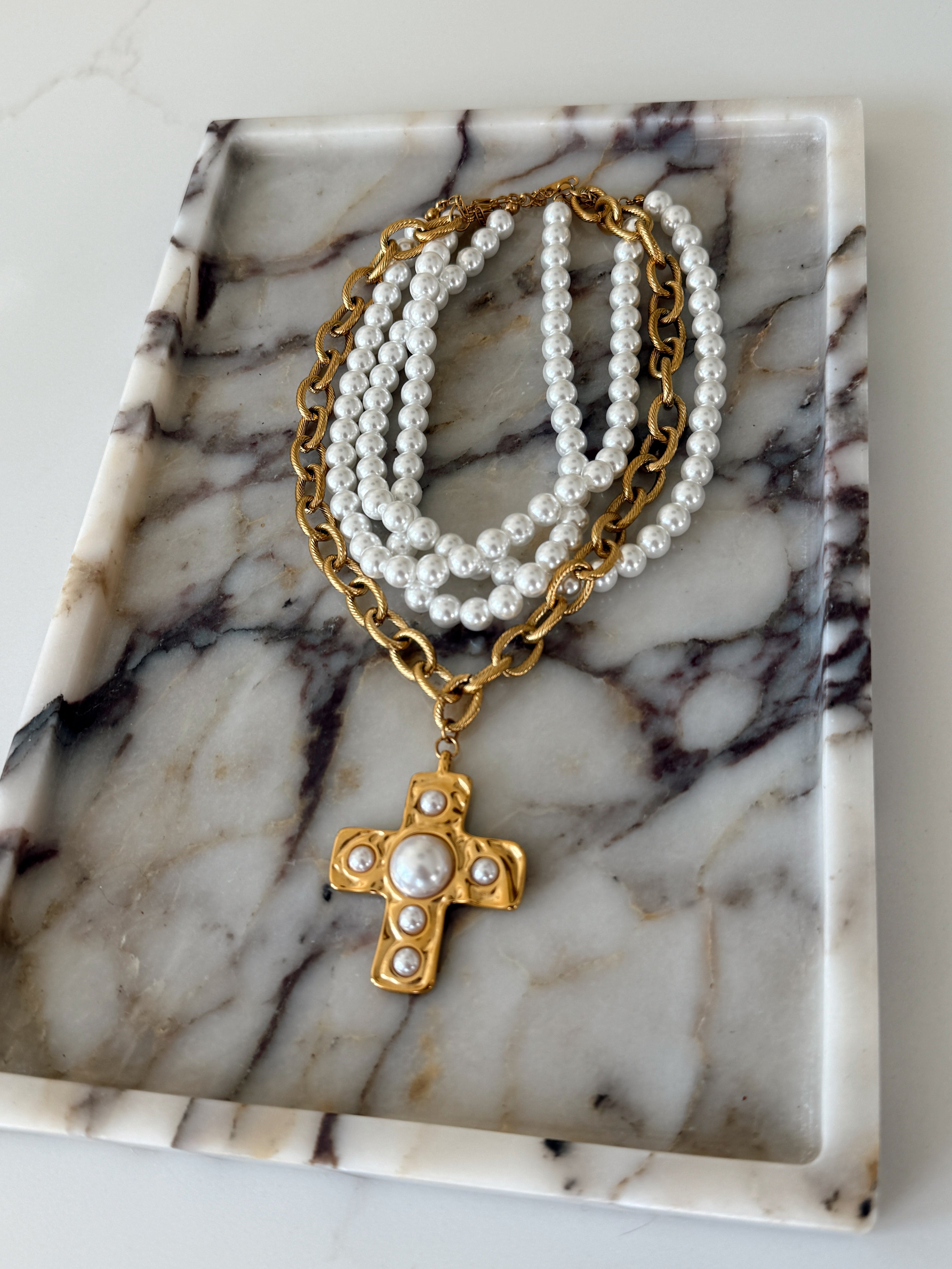 Gold Cross Pendant Necklace