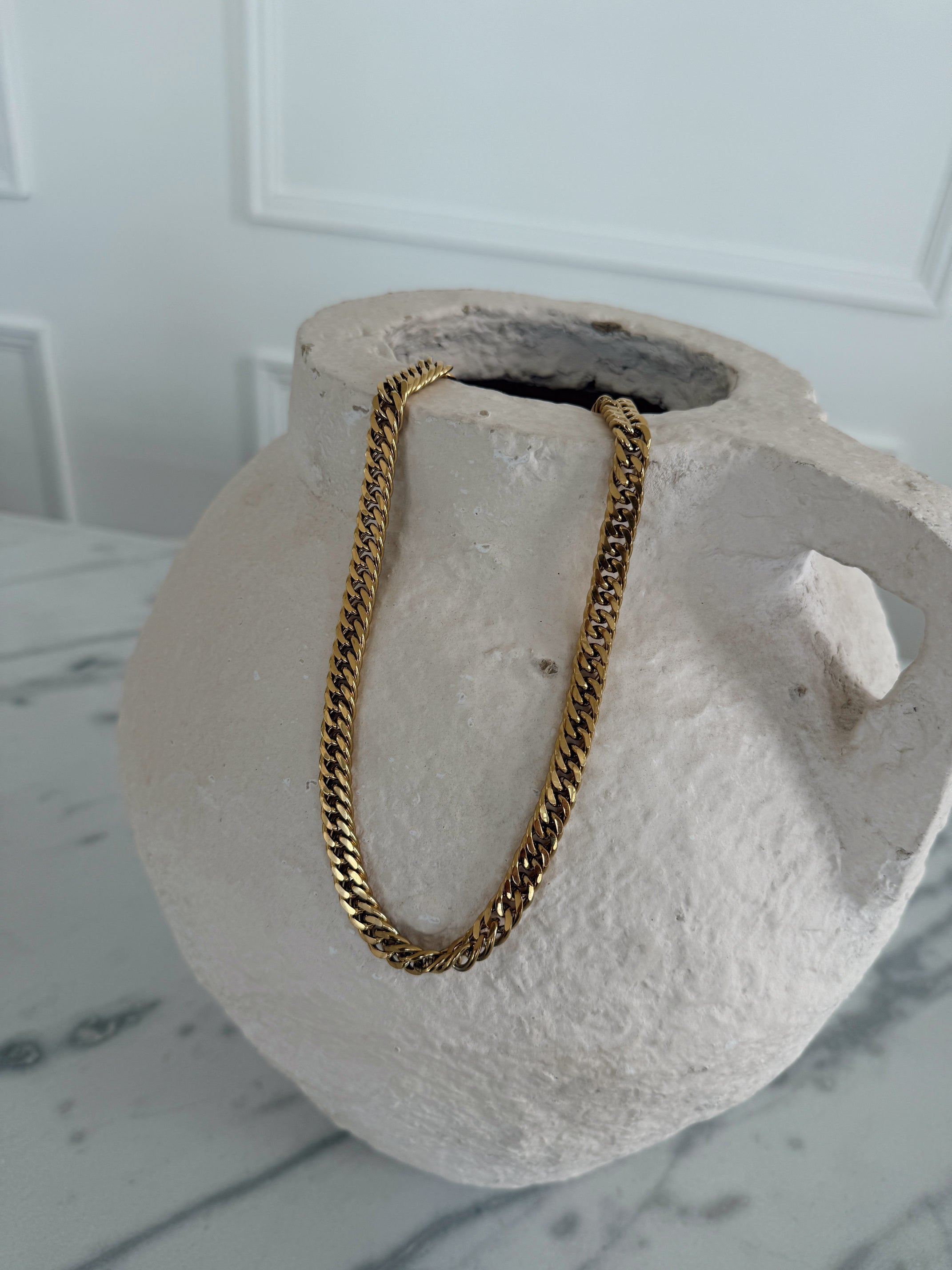 Gold Curb Chain Necklace