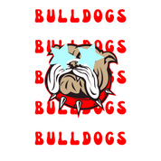 #87 - CUSTOM APPAREL — red text and 'bulldogs'