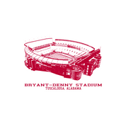 #159 - CUSTOM APPAREL — red text and 'bryant-denny stadium tuscaloosa, alabama'