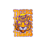 #180 - CUSTOM APPAREL — yellow text and 'LSU tiger in star sungalsses'