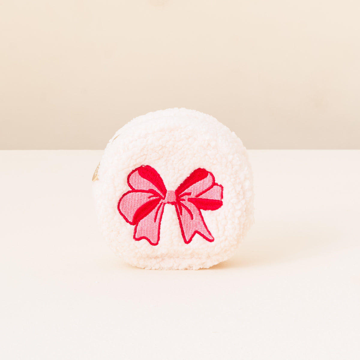 Teddy Pouch-Circle Red Bow