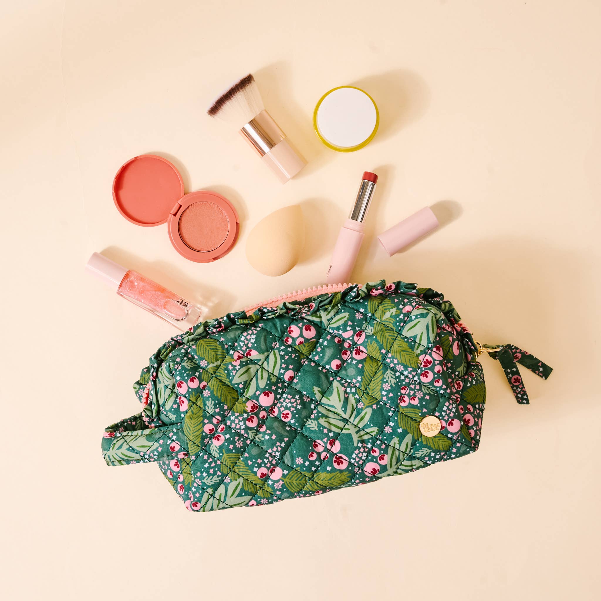 Essentials Quilted Cosmetic Pouch-Jolly Sprig