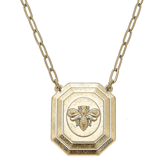 Queen Bee Necklace in Worn Gold