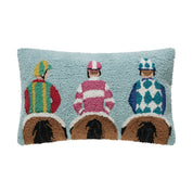 Light Blue Jockey On Horses Hook Pillow