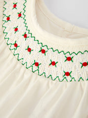 Christmas Girl's Romper with Red Bow Details