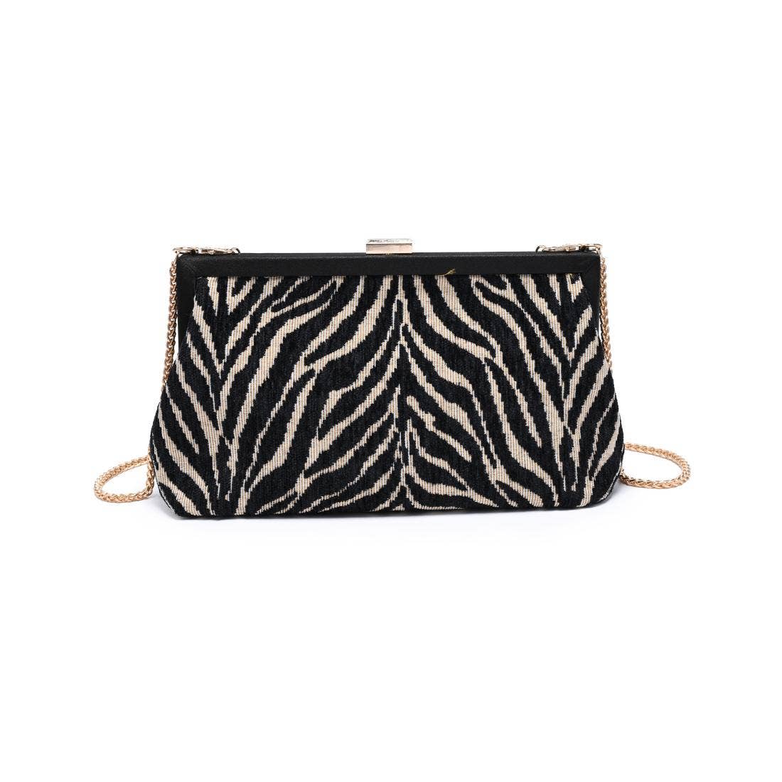 Black Zebra Frame Evening Bag
