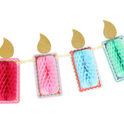 Honeycomb Birthday Candle Banner showing 80 inch banner
