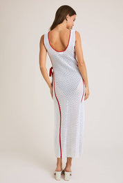 White & Red Bow Ribbon Knit Dress