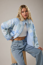 Blue Patchwork Quilted Jacket