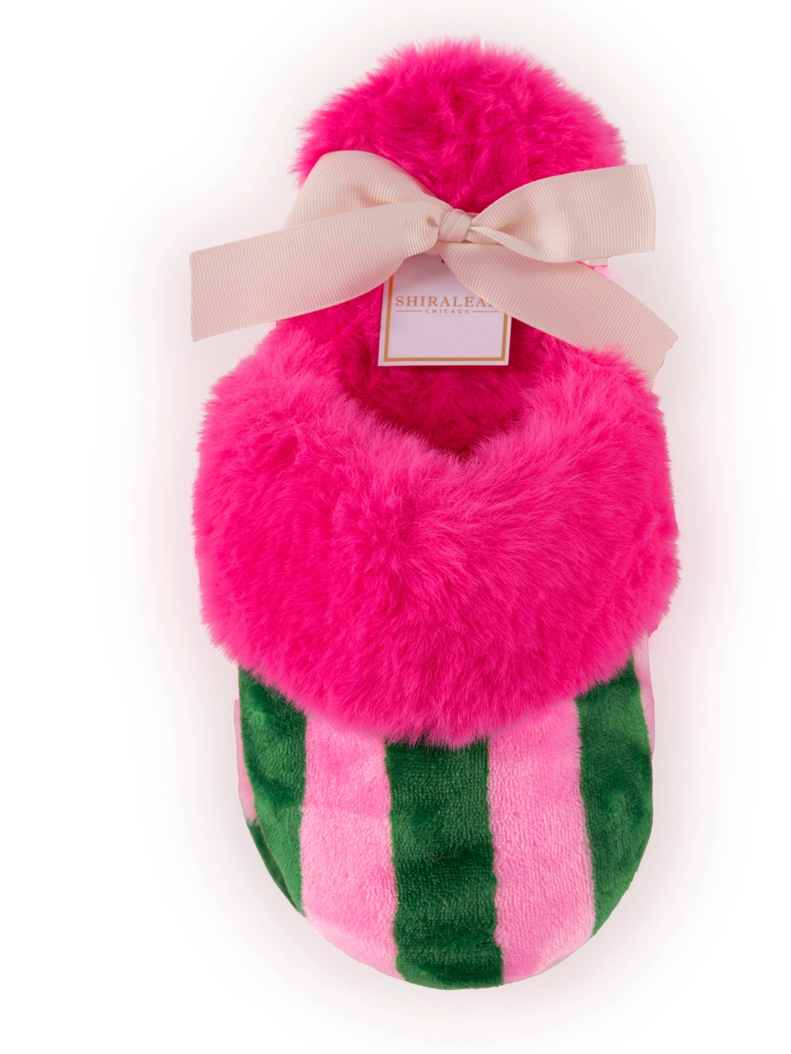Pink Striped Slippers