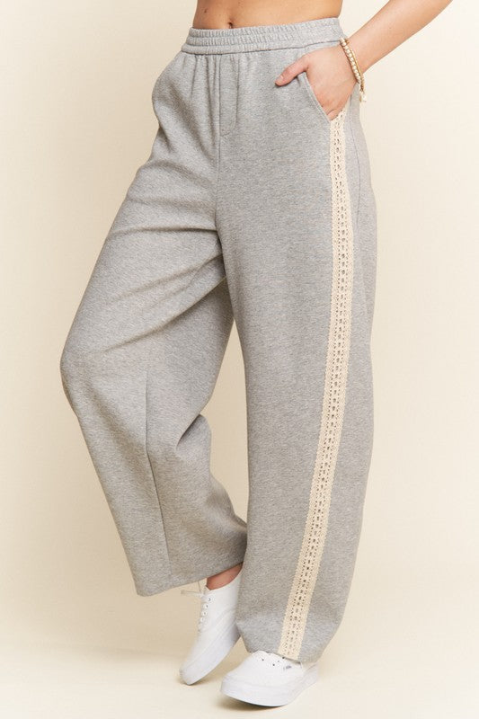 Grey Crochet Barrel Sweatpants