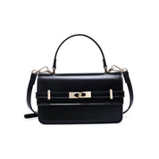 Black Belted Top Handle Crossbody