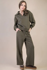 Green Textured Casual Comfy Set