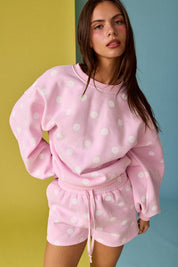 Pink & White Polka Dot Fleece Set