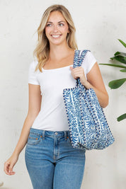Navy Reversible Quilted Tote Bag