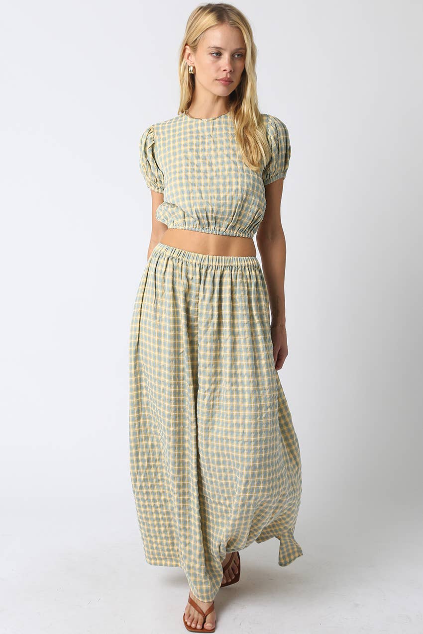 Blue & Yellow Gingham Skirt