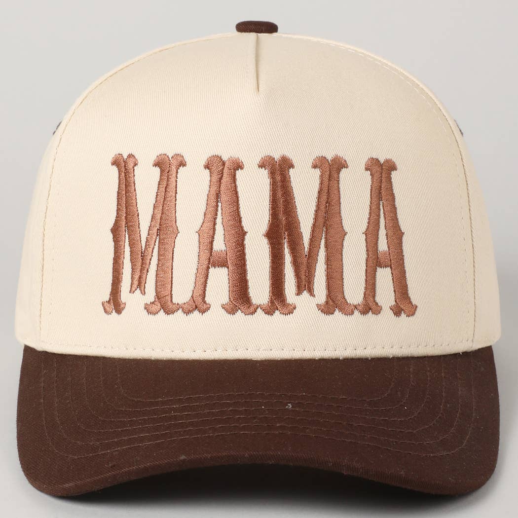 MAMA Embroidery Baseball Cap/ Brown