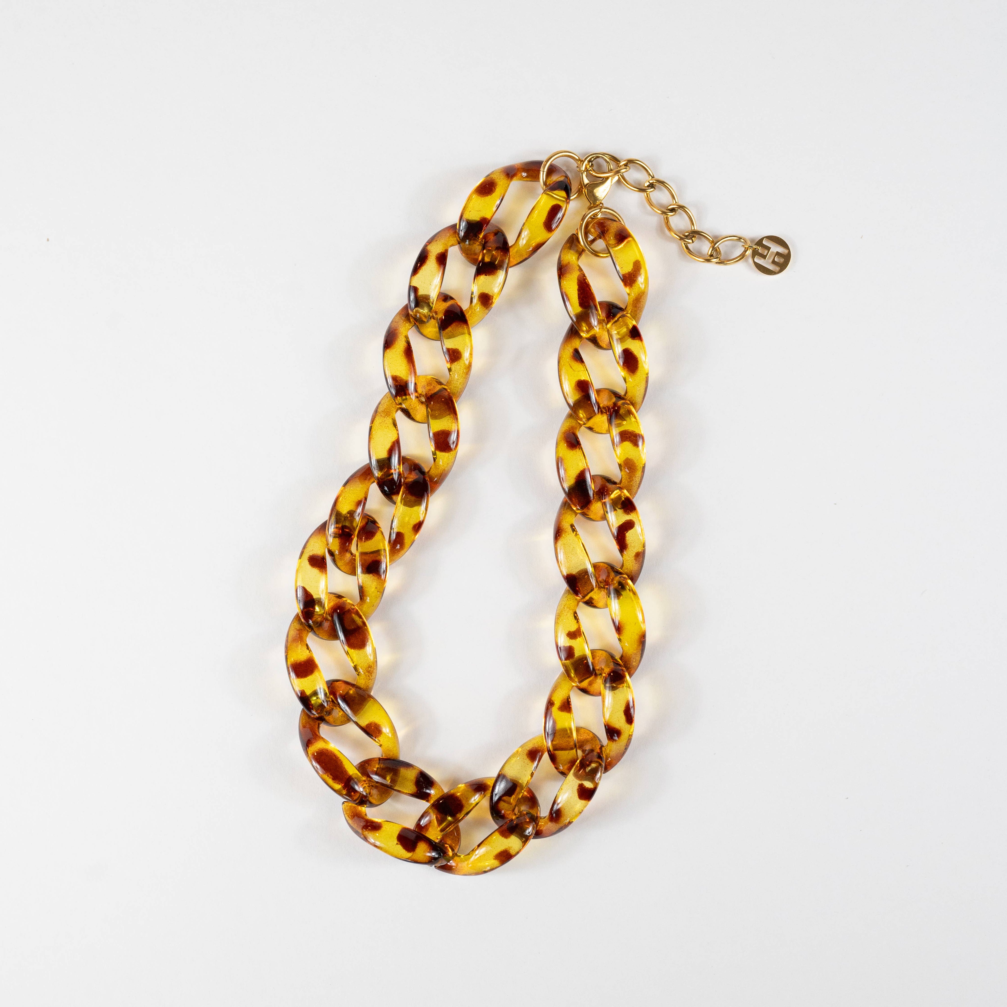 Tortoise Shell Acrylic Chain Link Necklace