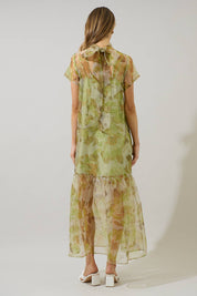 Green Organza Maxi Dress