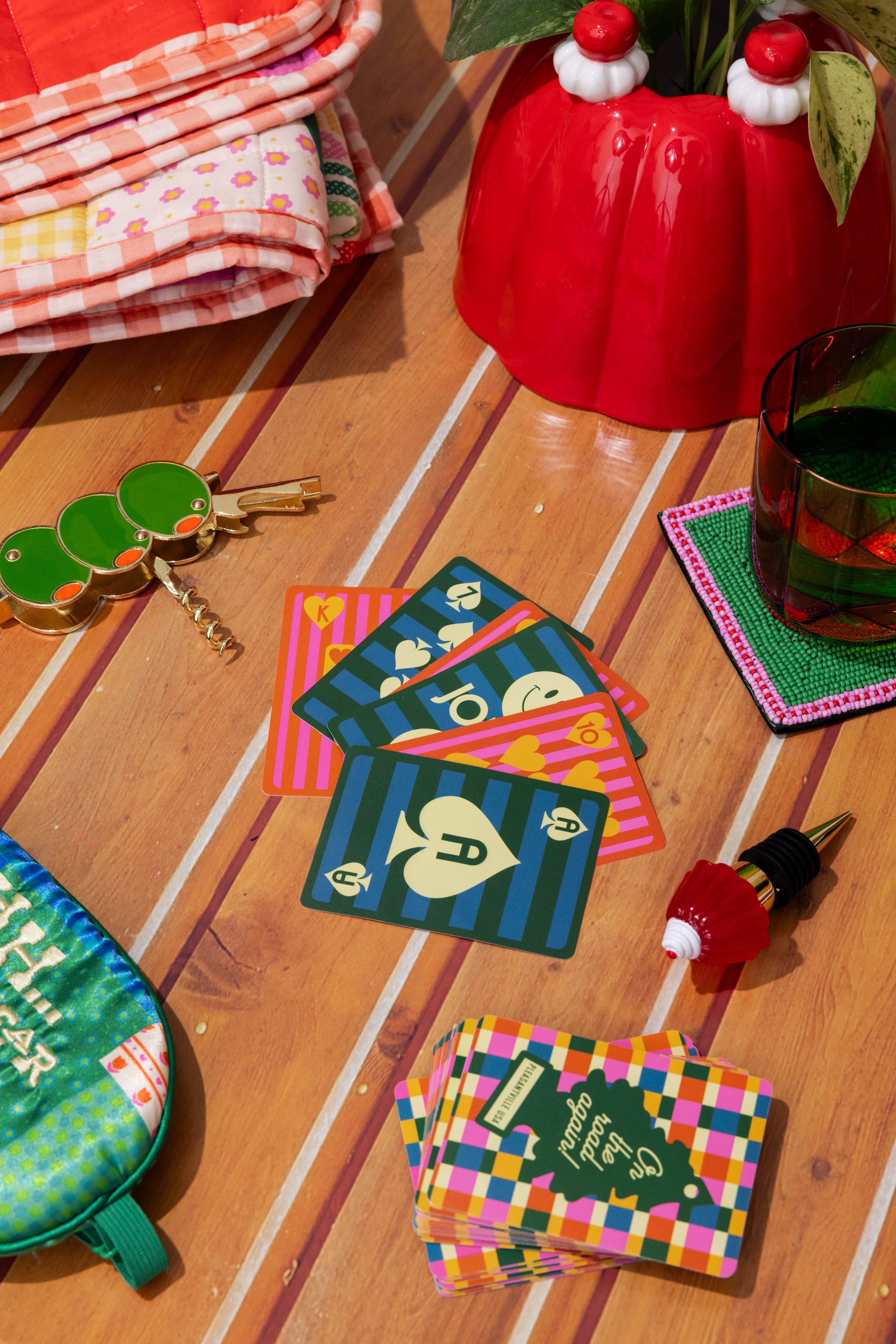 Playing Cards, Colorful Plaid