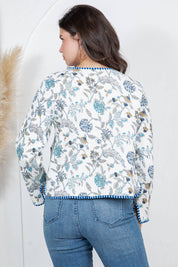 White Floral Quilted Jacket