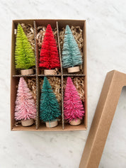 Set of 6 Colorful Bottle Brush Trees at Ninety Nine Boutique